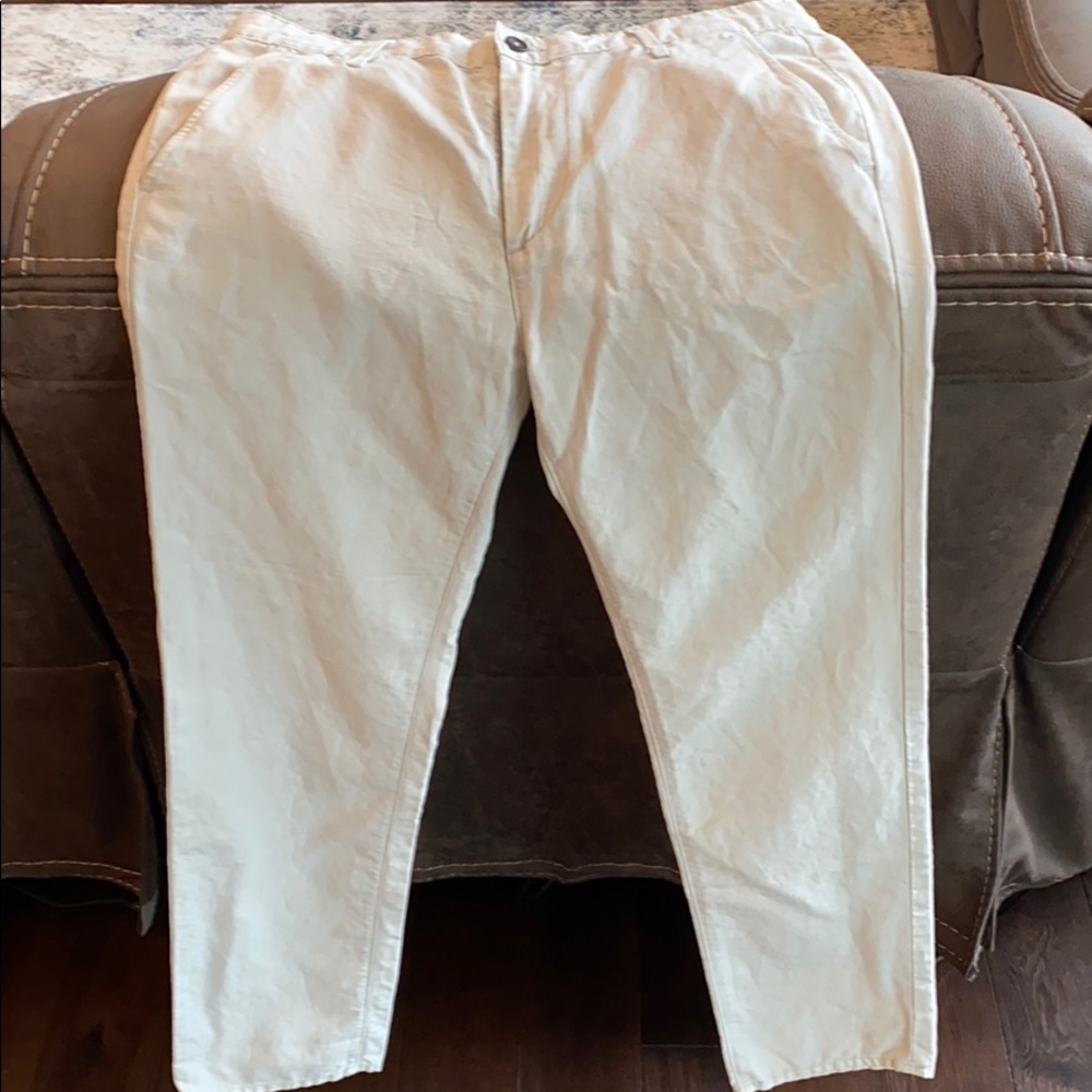AG white linen chino pants